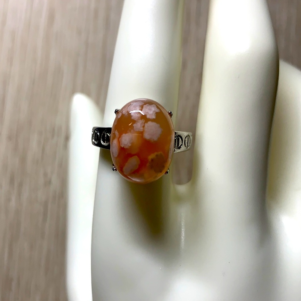 ✨.925 Flower Agate Adjustable Ring✨